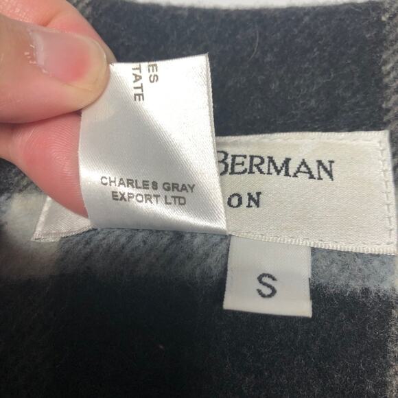 Helene Berman Plaid Wool Coat Oversized Gray S - Picture 10 of 14